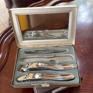 Silver Manicure Set with Mirror